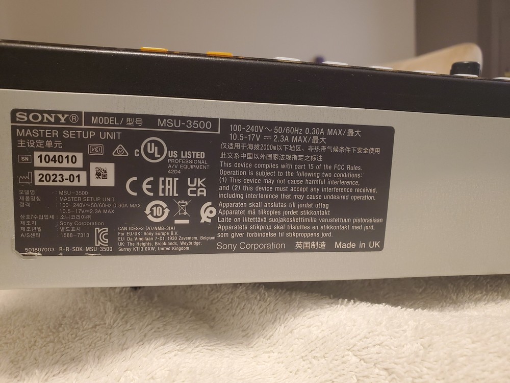 SONY MSU-3500 Master Setup Unit