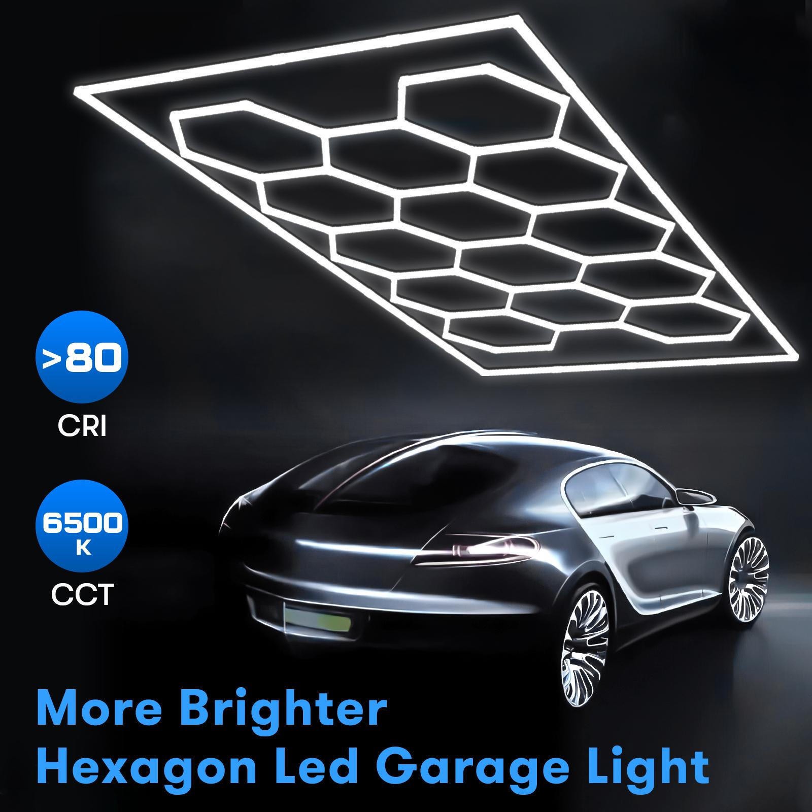 14 Hexagon LED Lighting Car Detail Garage Workshop Gym Honeycomb Lights 6500K US