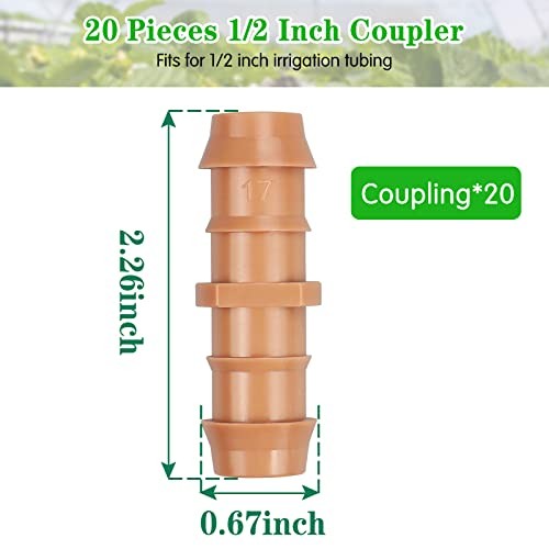 Drip Irrigation Barbed Coupling：20 Pack Drip Irrigation 20 Pack Coupling