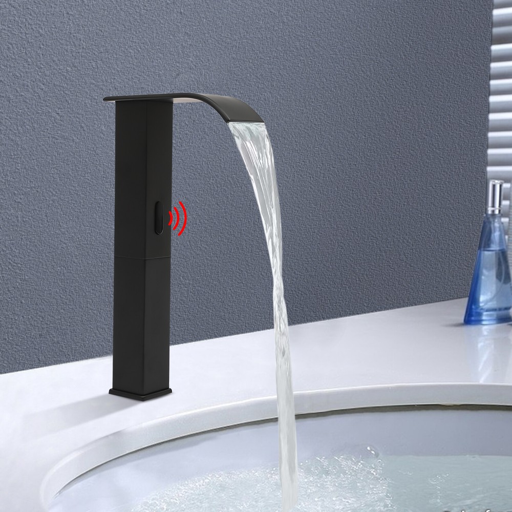 Modern Kitchen Automatic Sensor Faucet Black With Temperature-regulating Valve