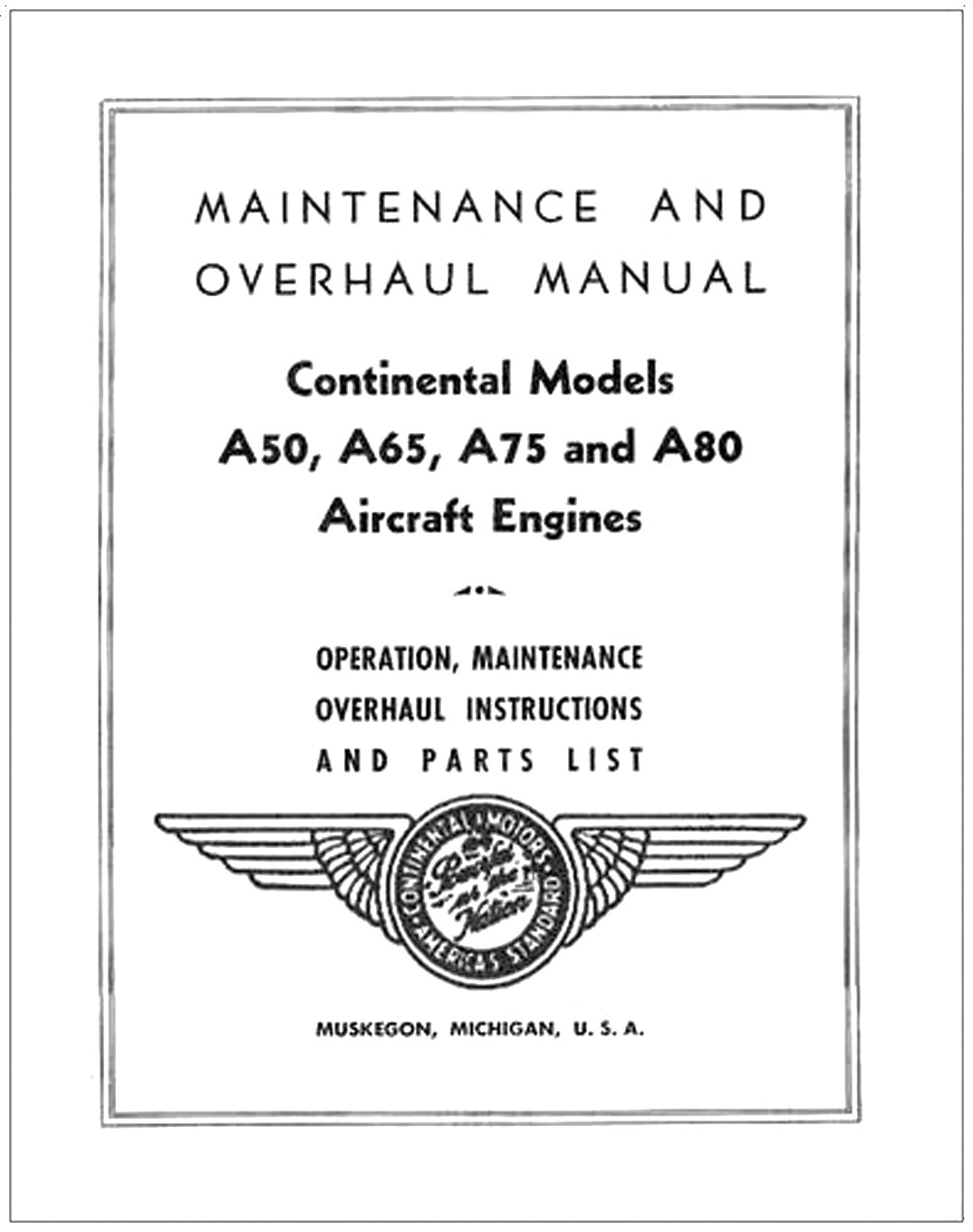 Continental A50 A65 A75 A80 Overhaul Part Operators SERVICE MANUAL -12- Manuals