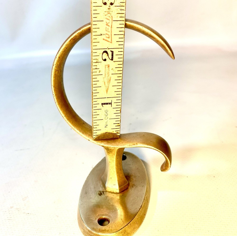 ANTIQUE FIREPLACE BRASS JAMB HOOK