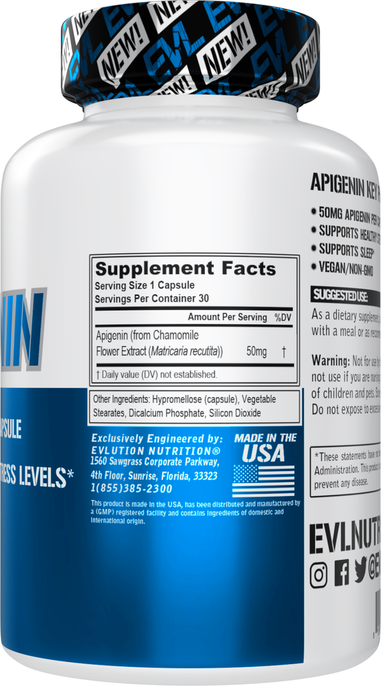 Evlution Nutrition Apigenin - Chamomile Extract - Sleep Support - 60 Servings
