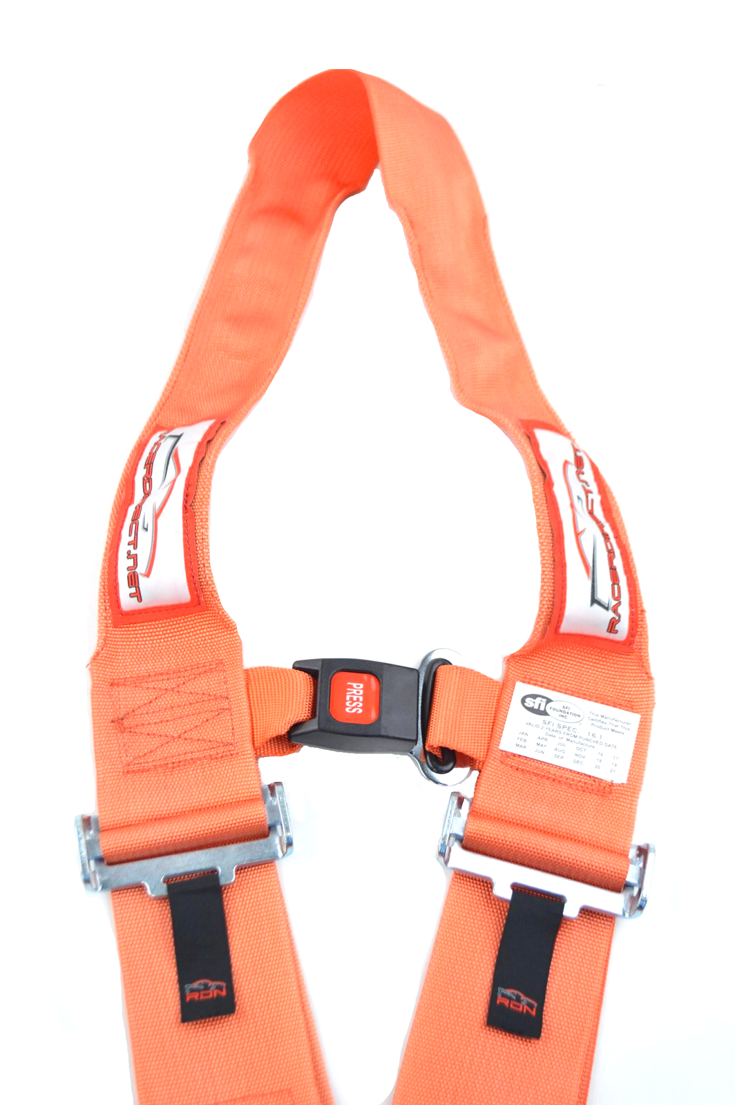 DRAGSTER U RACING HARNESS PULL UP HANS SFI 16.1 5 POINT 3" CAM LOCK BELT ORANGE