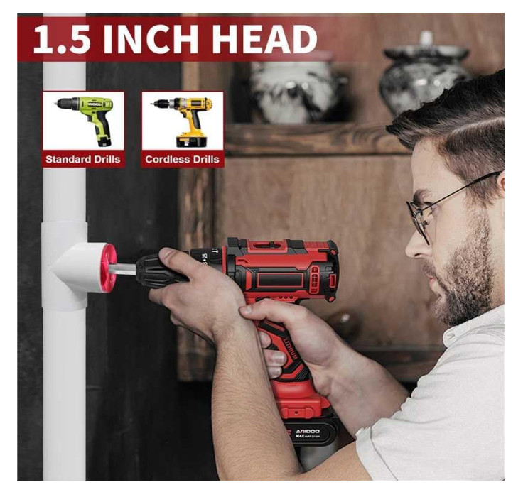 PVC Pipe Reamer Tool, Fitting Saver with1-½-Inch Head Aluminum 3/8'' Hex Shaft