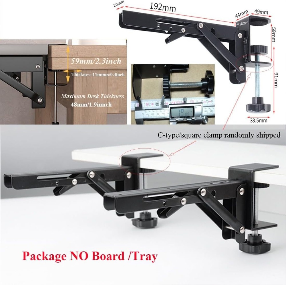 Quick Install Under Desk Keyboard Holder Bracket - Adjustable & Foldable Design