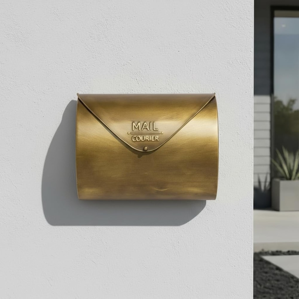 Wall Mount Mailbox for Outside,Waterproof Metal Mailboxes with Rust-Proof Gold