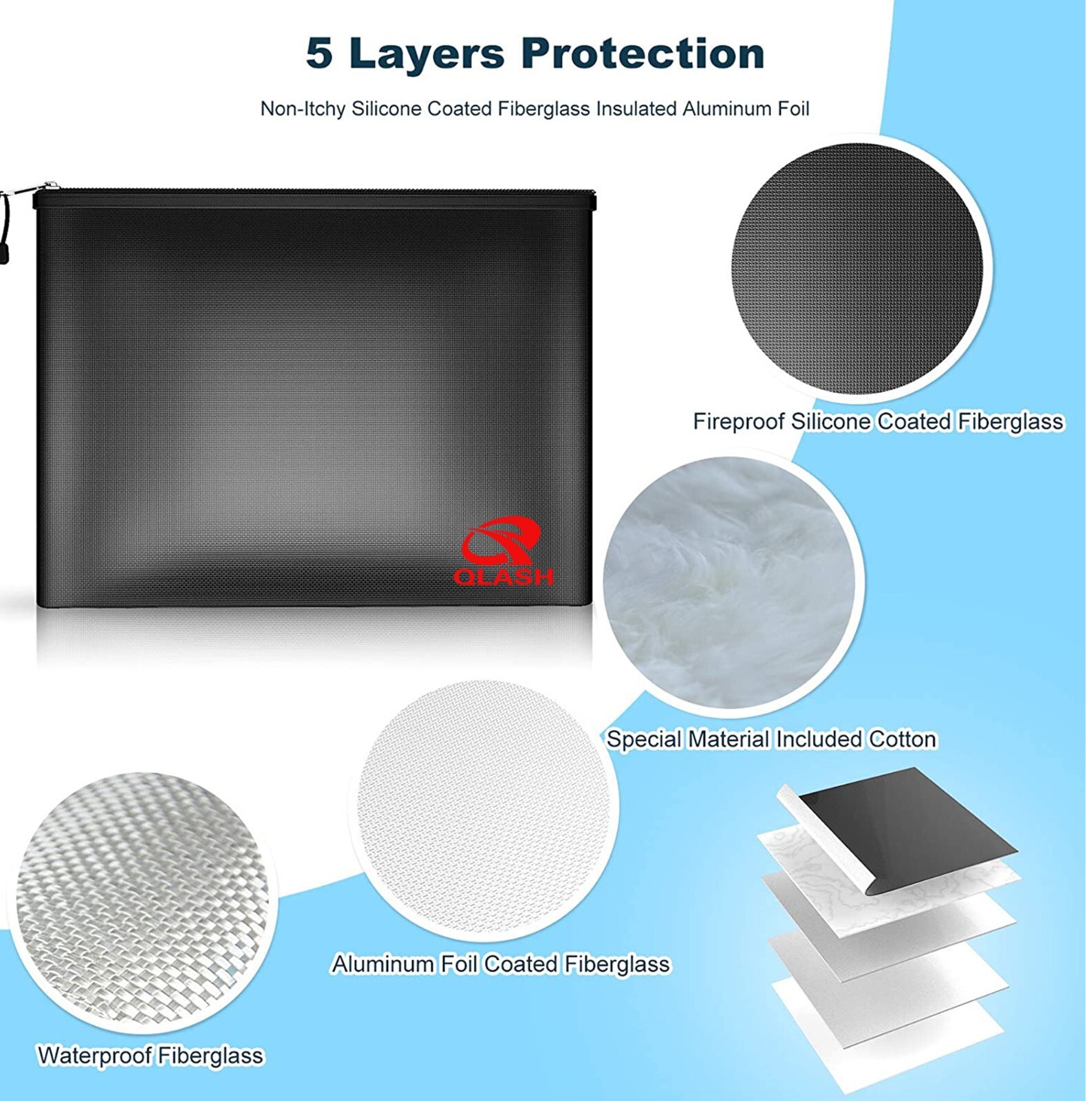 Large Fire Proof money Bag Fireproof Document Pouch Waterproof Safe Cash US