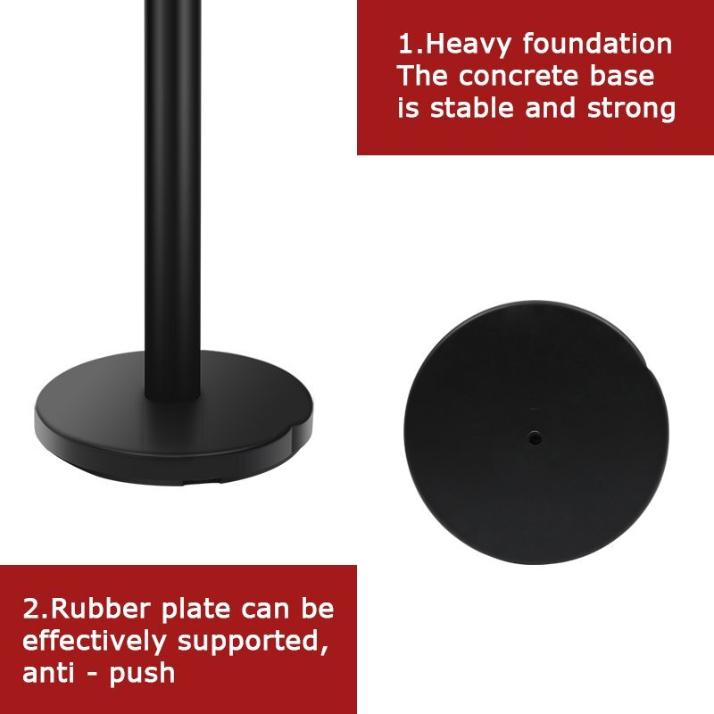 6Pcs Crowd Control Barrier Queue Poles Black Durable Outdoor Stanchion Posts