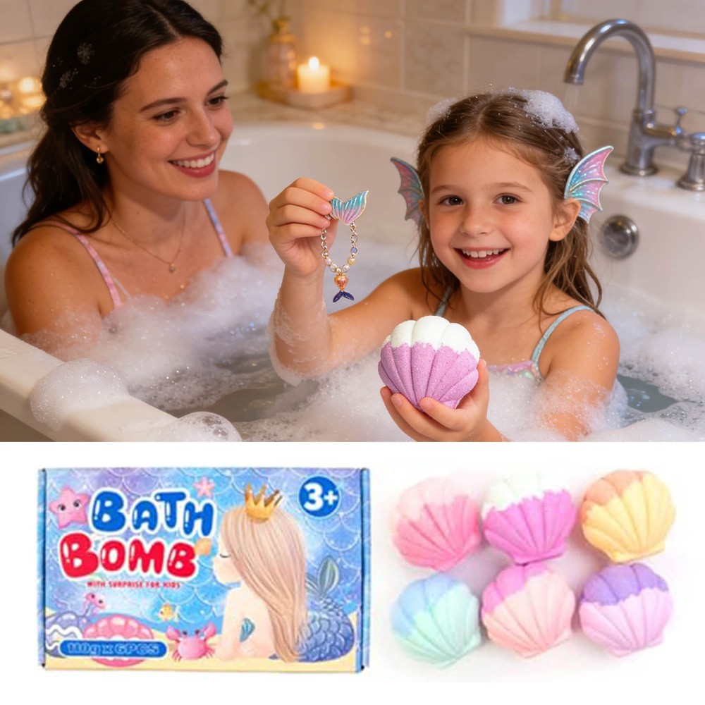 6PCS Bath Bombs for Kids with Surprise Inside