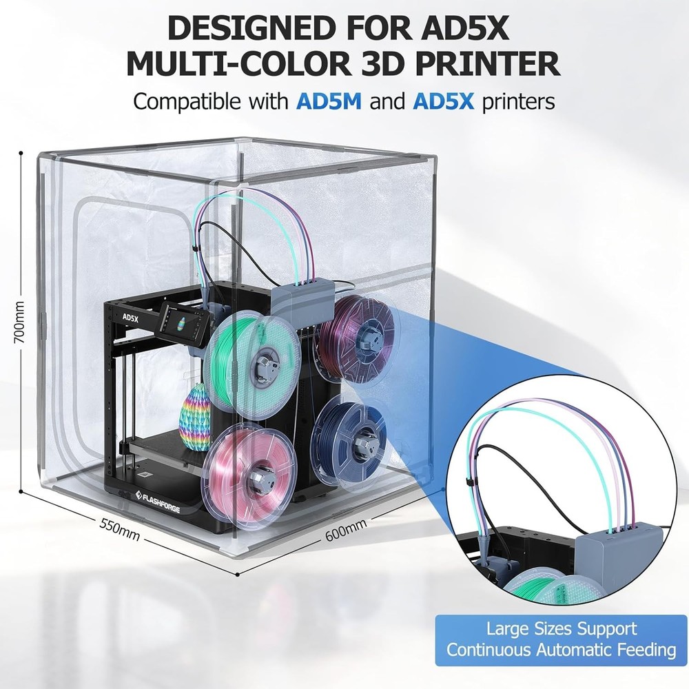 Constant Temperature Protective 3D Printer Cover with LED for AD5X/AD5M Models