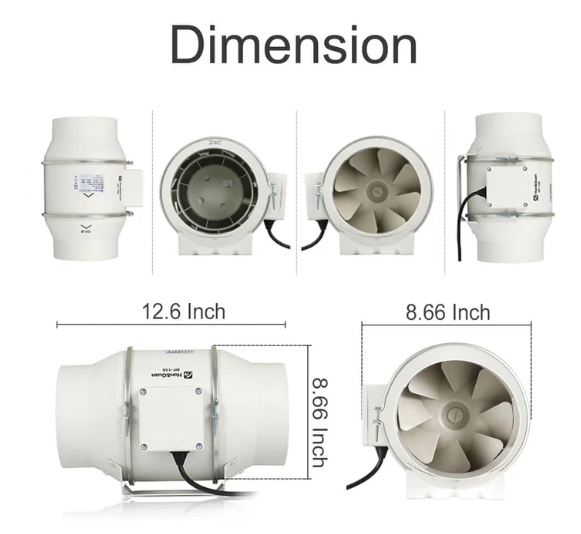 Hon & Guan Inline Duct Fan 6" High Effeciency HF-150P