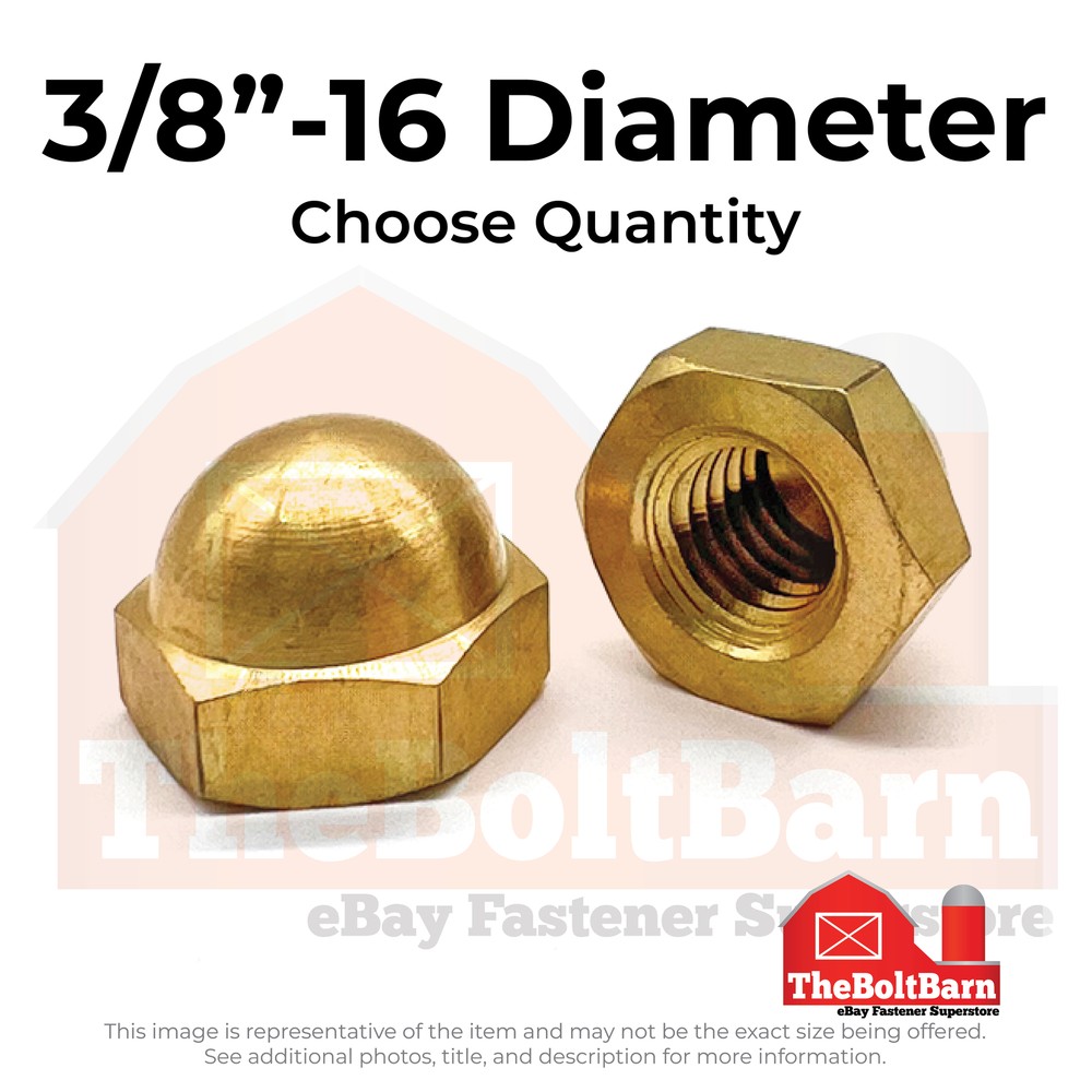 3/8"-16 Brass Acorn Nuts Coarse Thread (Pick Quantity)