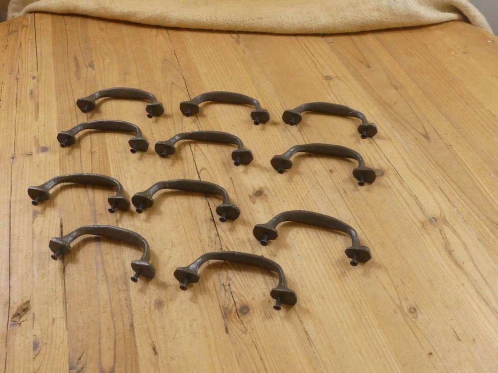 11 Cast Iron Handles Rustic Drawer Pulls 5" Long *Uneven Colors Chips*