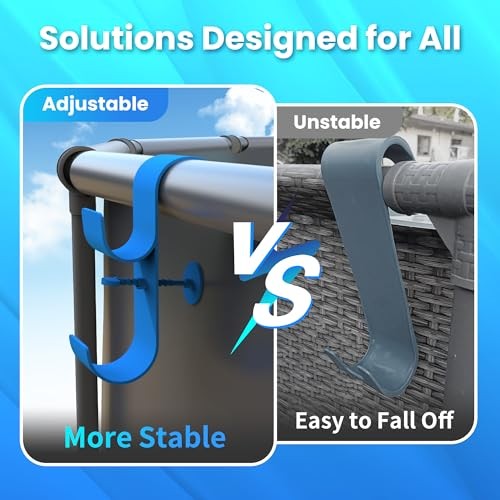 Poolside Pool Leaf Skimmer Net Holder, Above Ground Pool Pole Blue-2Pack