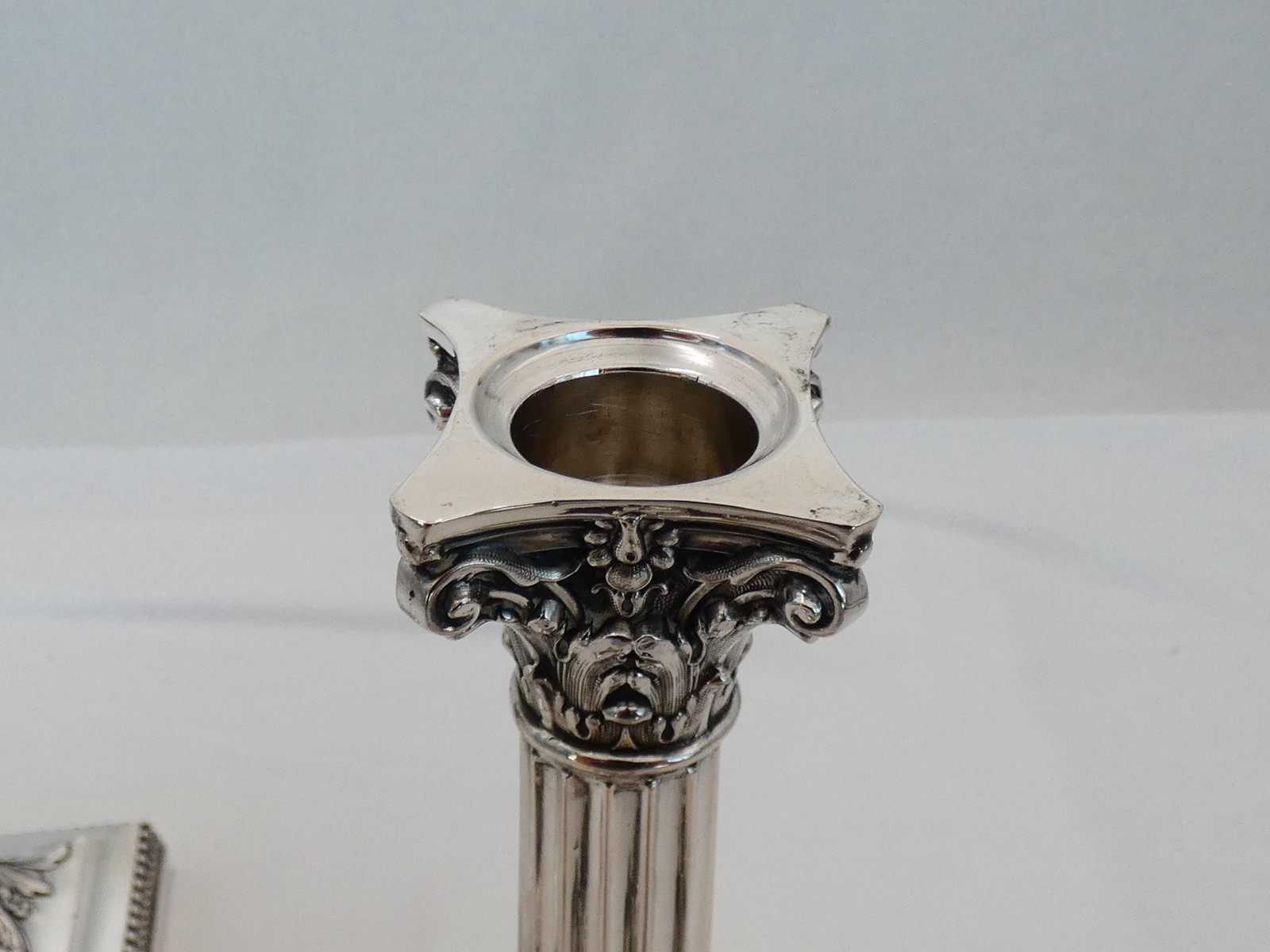 Pair of Antique Germany Silver Friedlander Column Candlesticks RB-13