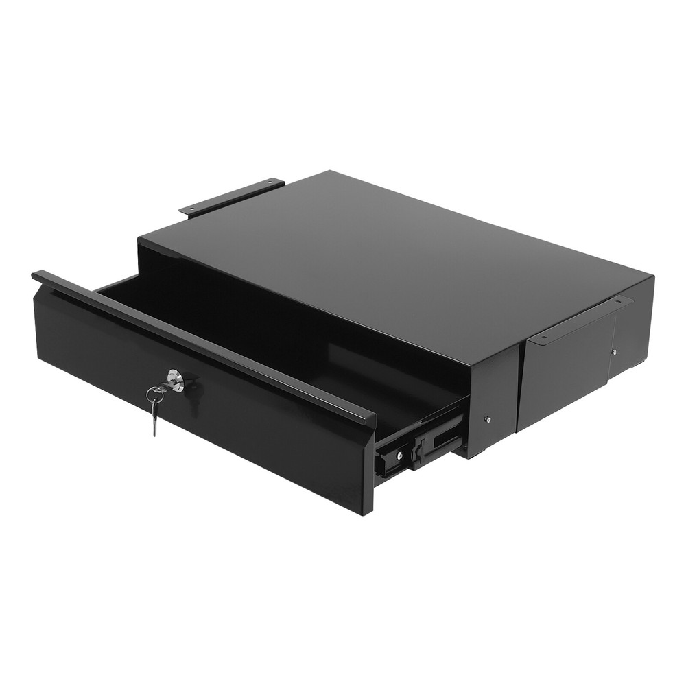 Sliding Pull-Out Drawer Under Desk Organizer with Lock for Office - Black