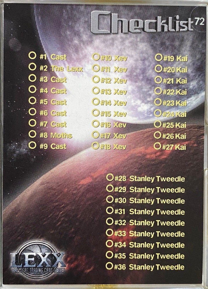 Lexx Base Card Set 72 Cards Dynamic Forces 2002