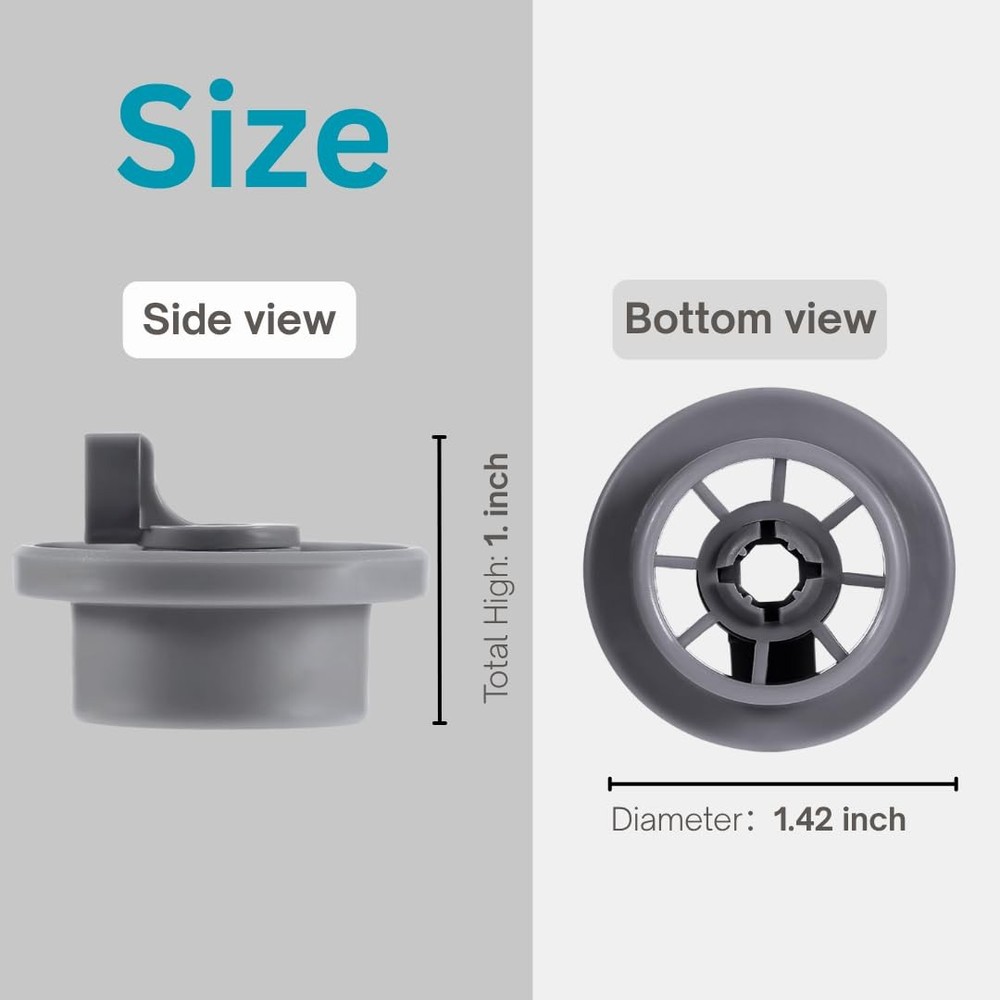 Replacement Dishwasher Wheels for Lower Rack 8 Pack Compatible Parts