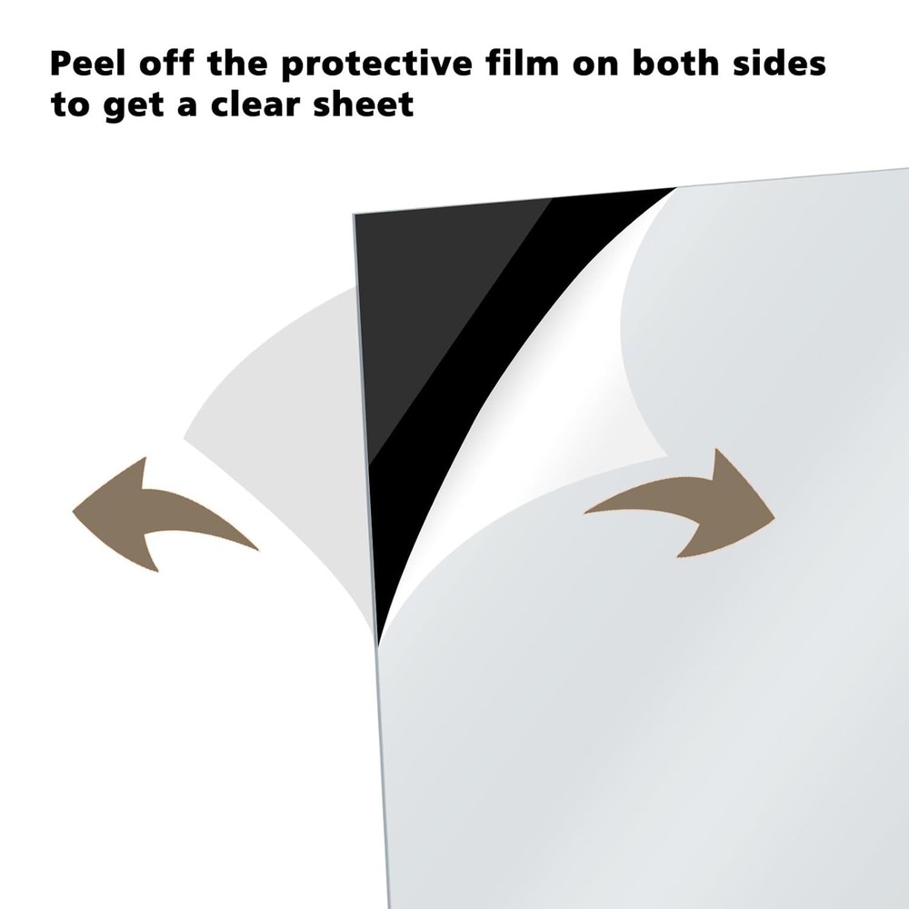 Reflective Black Plexiglass Sheets - 6 Pack, Perfect for DIY & Display Projects