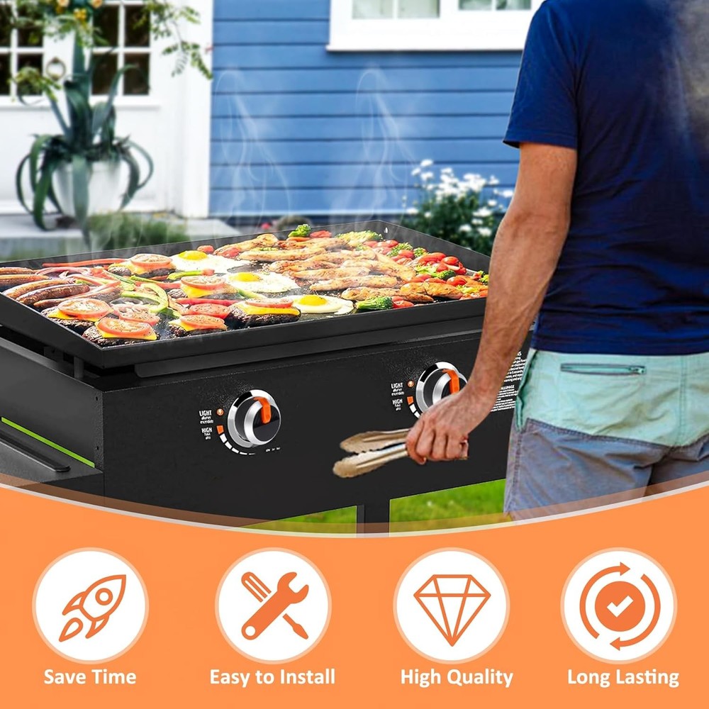 Gas Griddle Grill Orange Knobs Replacement for Blackstone, 2 Burner Control Knob