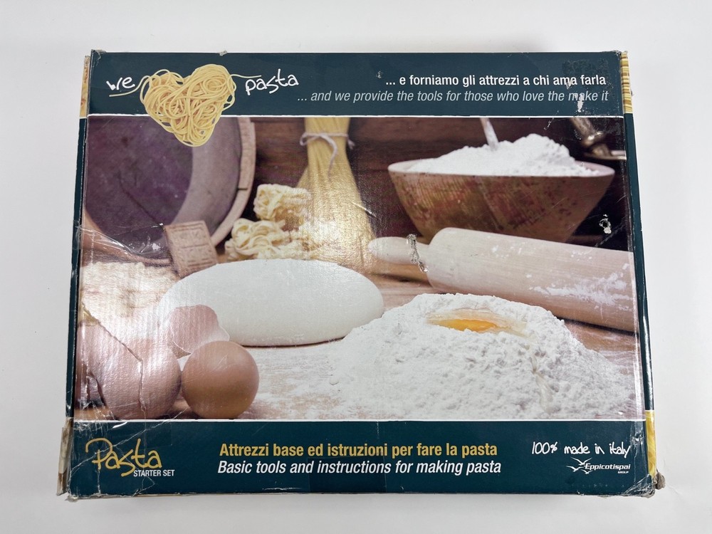 Eppicotispai 9-Piece Pasta Starter Set Rollers Cutters Pins Drying Rack * Italy