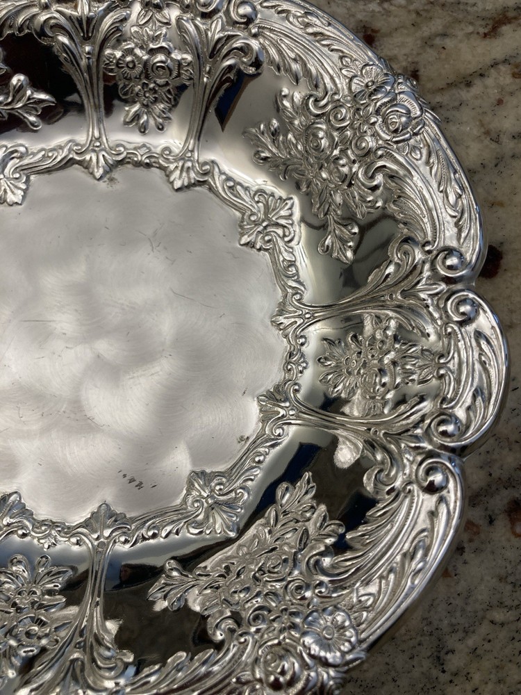 Vintage EP Brass Germany Brushed Silver Plate Small Bowl/Candy Dish 6”