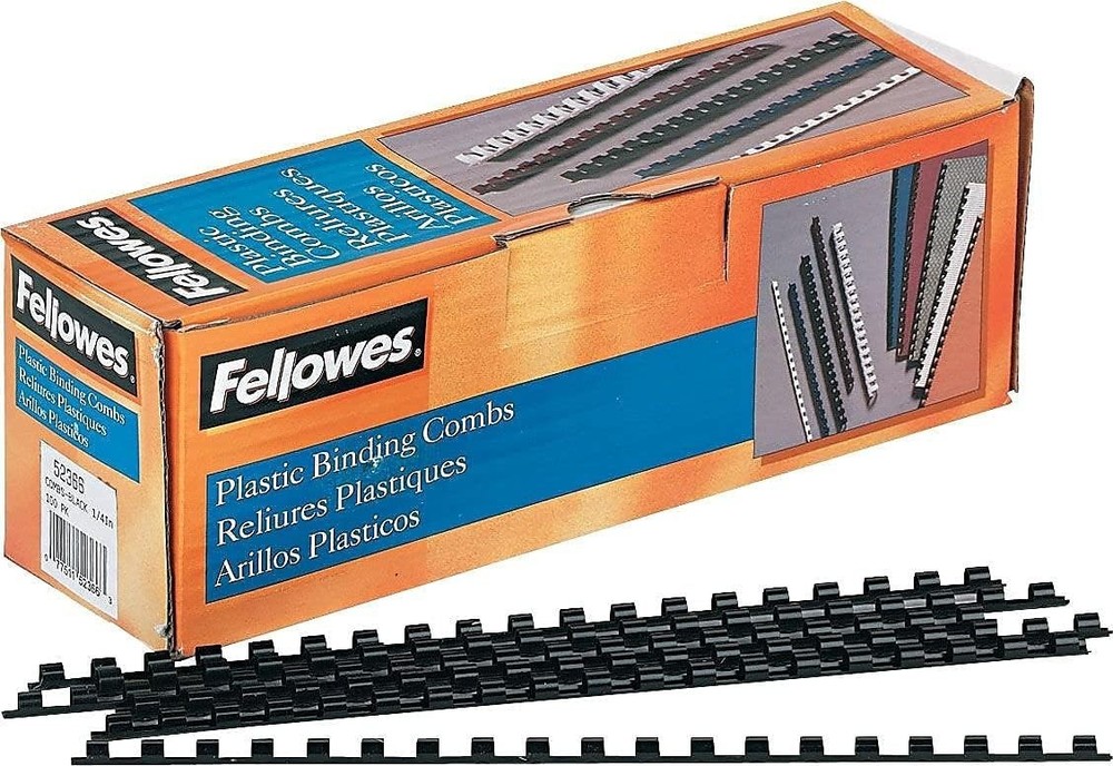 BLACK PLASTIC COMBS 1/4" - 100 PACK FOR PROFESSIONAL DOCUMENT BINDING