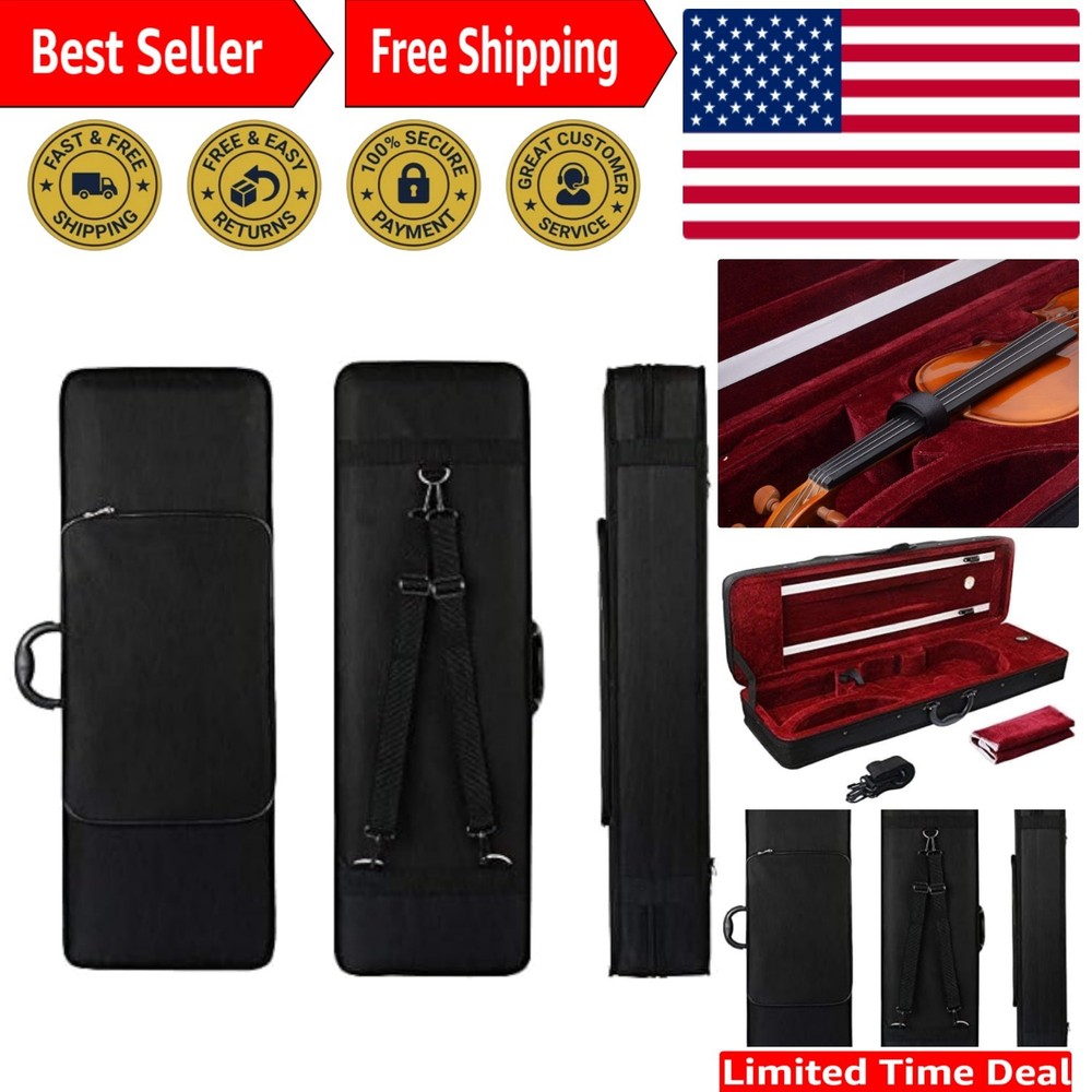 4/4 Full Size Violin Case - Stylish Waterproof Hard Shell with Backpack Straps
