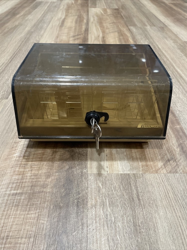 Fellows Lockable 3.5” Floppy diskette double tray holder storage box with keys