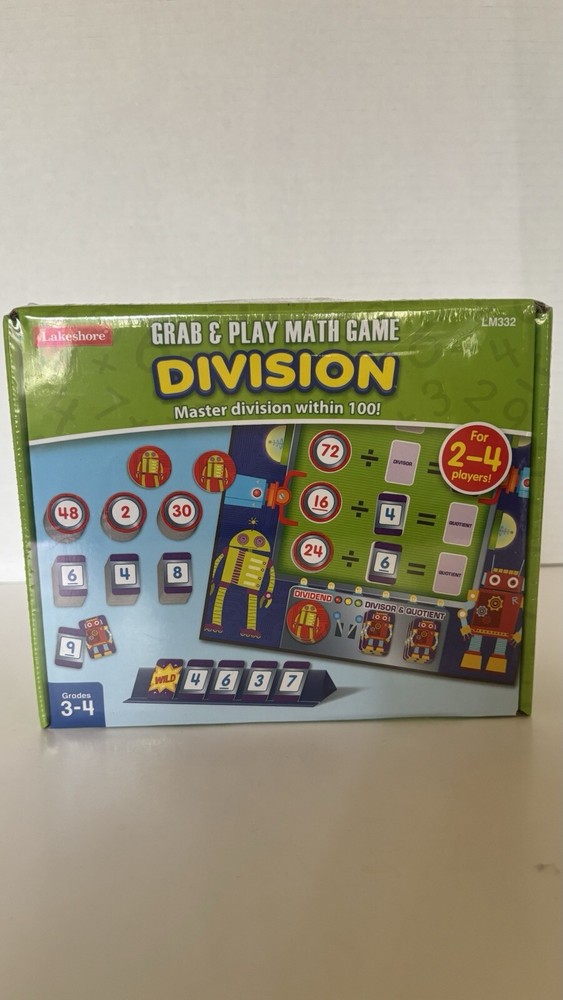 Lakeshore Grab & Play Math Game Division Grades 3-4 Homeschool New Sealed