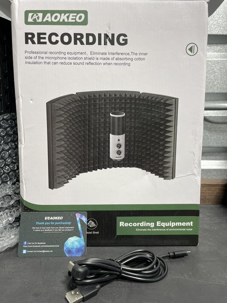 Aokeo Professional Studio Recording Microphone Isolation Shield USB