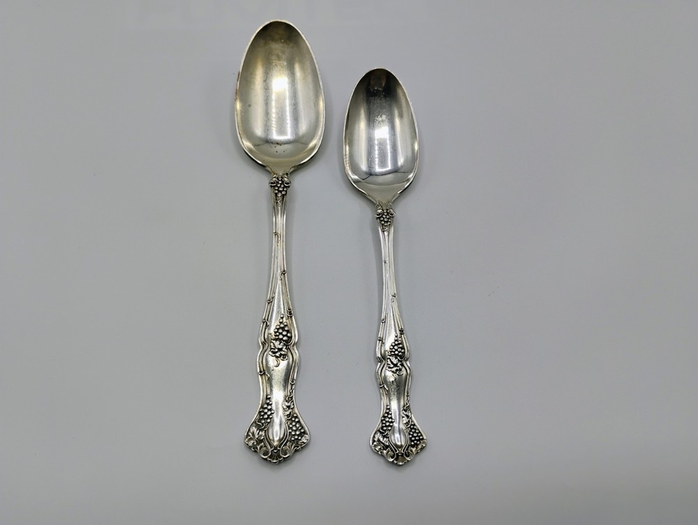 1847 ROGERS BROS Silverplate Grape Pattern Serving Spoon & Table Spoon
