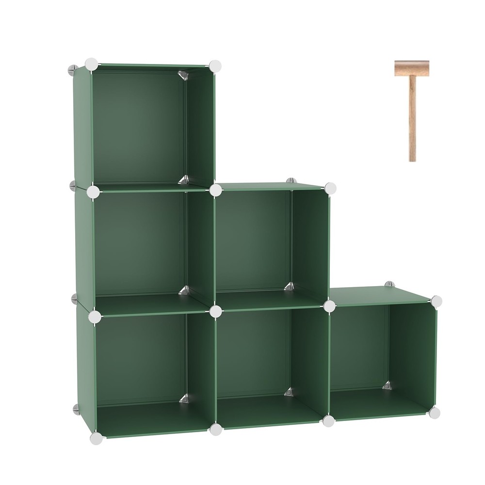 &AHOME 6-Cube Storage Organizer, Stackable Storage Cubes Shelves, Portable Bo...