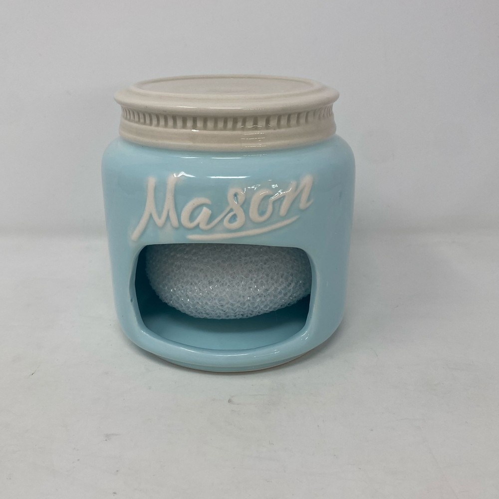 Goodscious Mason Ceramic Series Sponge Holder - Blue, 5 in, Includes Non-Scratch