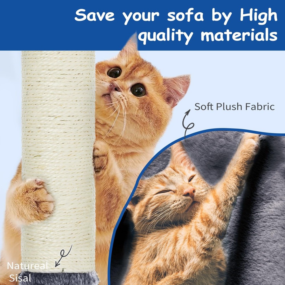 MultiLevel Cat Tree 63" for Large Cats, Heavy Duty with Scratching Posts &