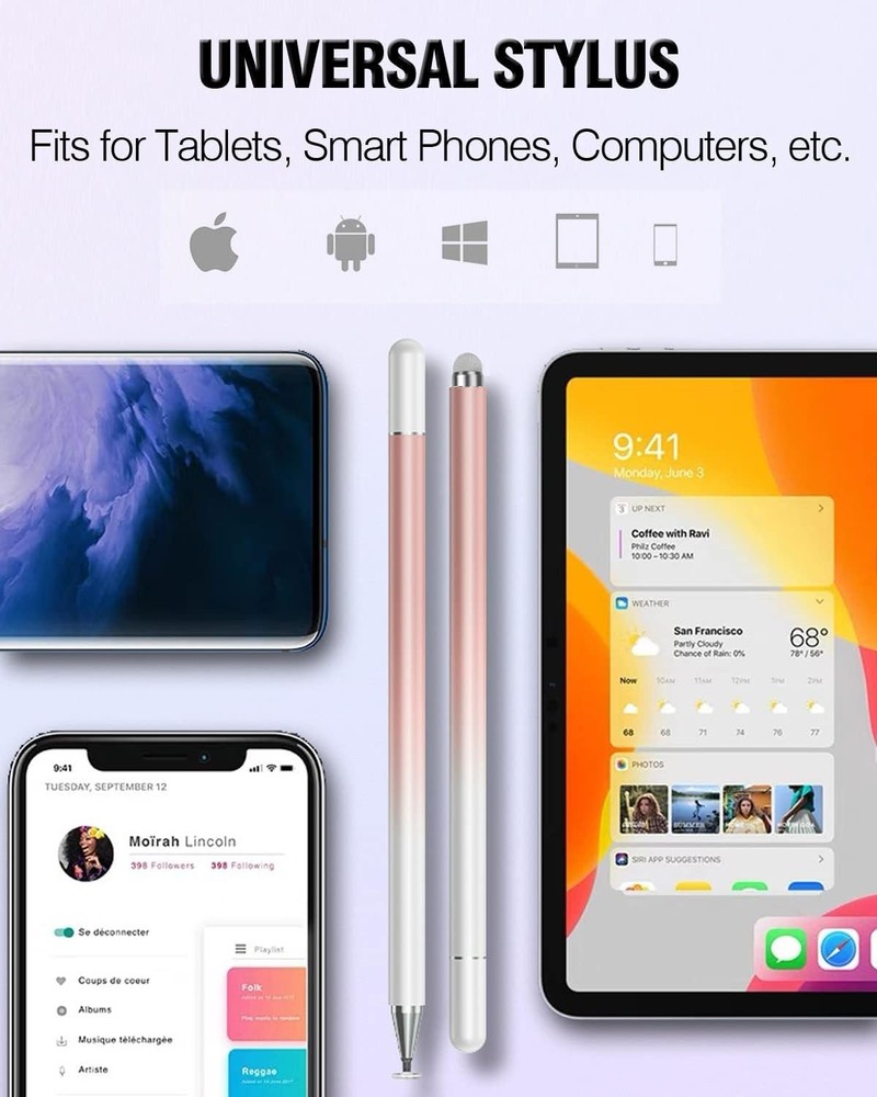 8 Pack Stylus Pens with Interchangeable Tips for All Touchscreen Devices