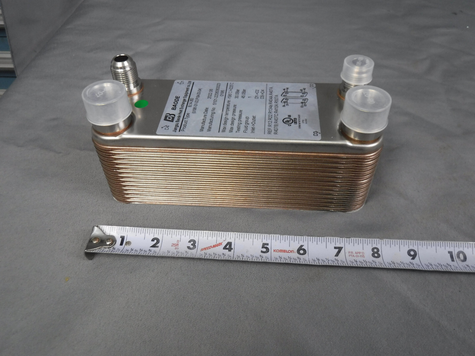 BAODE Brazed Plate Heat Exchanger Plate Chiller Homebrewing Wort 3"x8" 3/4" MPT