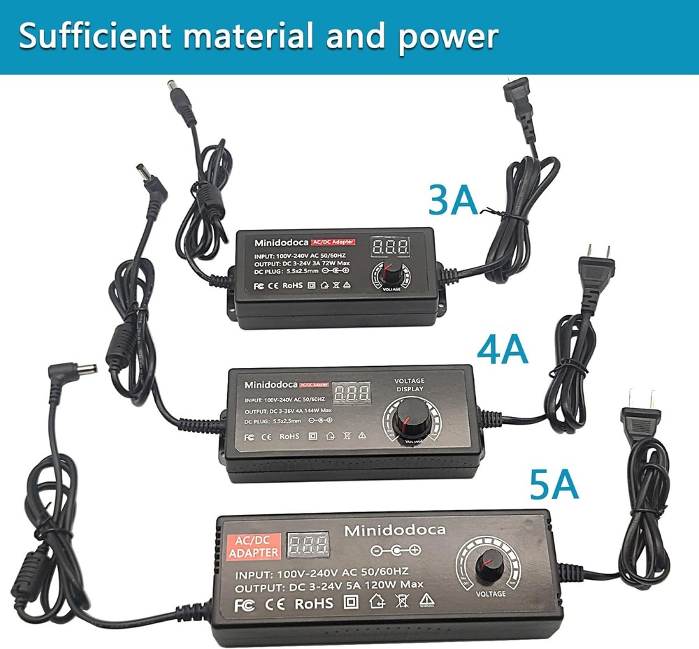 72W Power Supply Adjustable 3V ~ 24V Variable Universal Switching AC/DC...