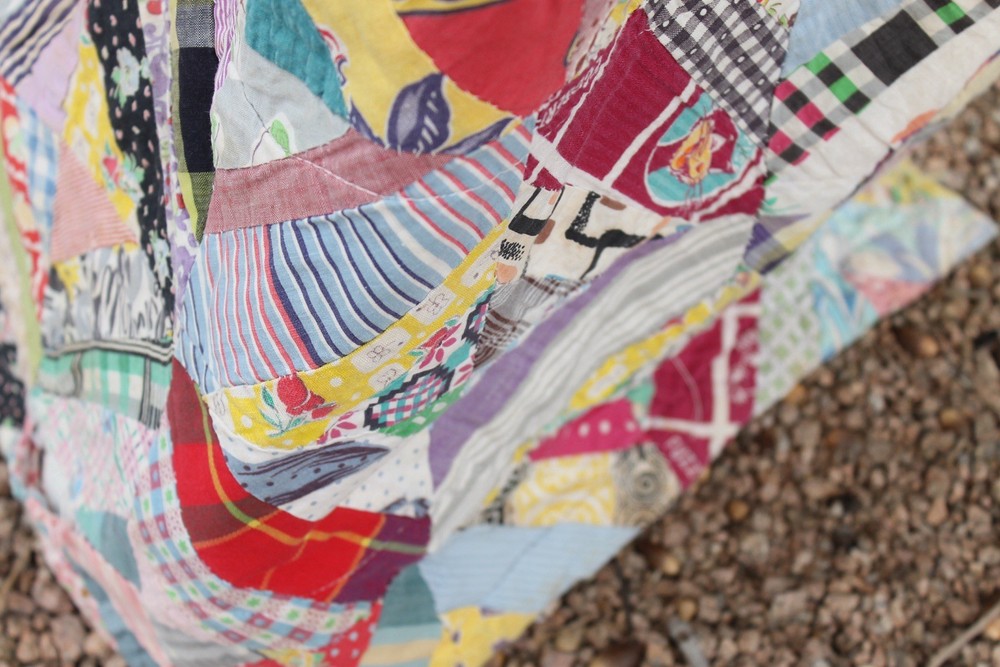 Antique Crazy Abstract Heirloom Patchwork Quilt