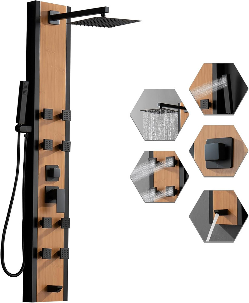 Stainless Steel Shower Panel Tower System 8 Jets Multi-Function Shower Panel ...