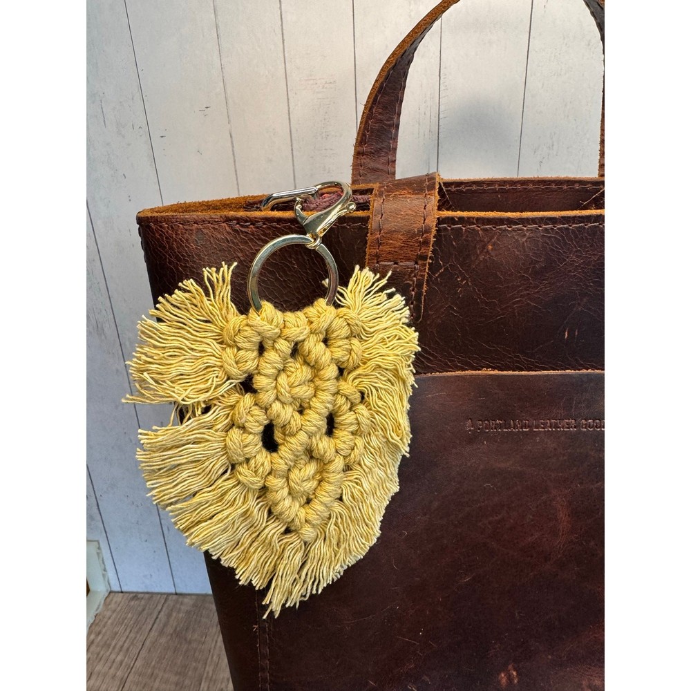 Tan Macrame Feather Bag Charm Macrame Boho Neutral Accessories Fast Ship