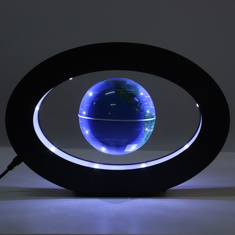 (Blue US Plug)Electronic Magnetic Levitation Floating Globe With LED Light