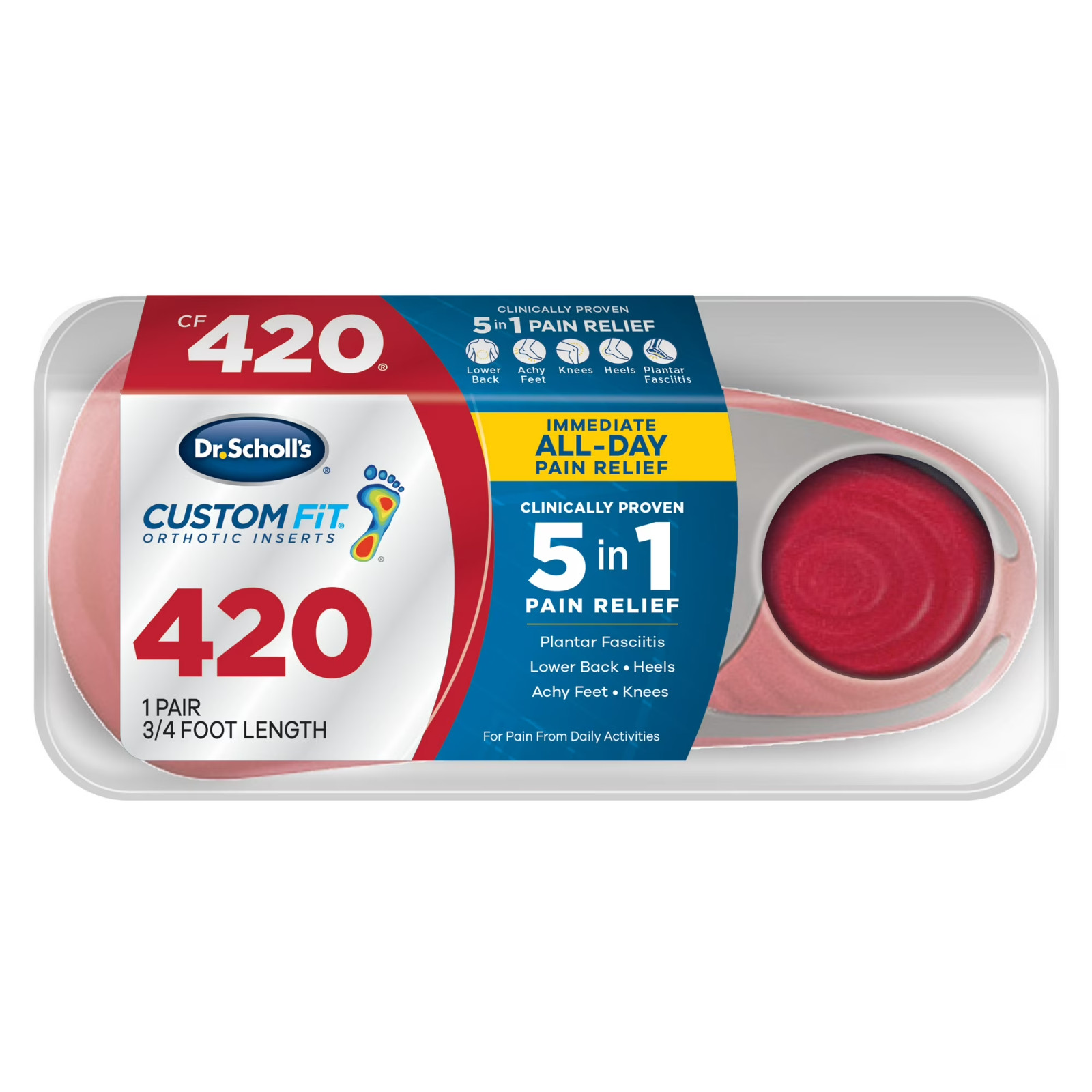 Dr. Scholl's CF420 Orthotic Insole - Red New Sealed