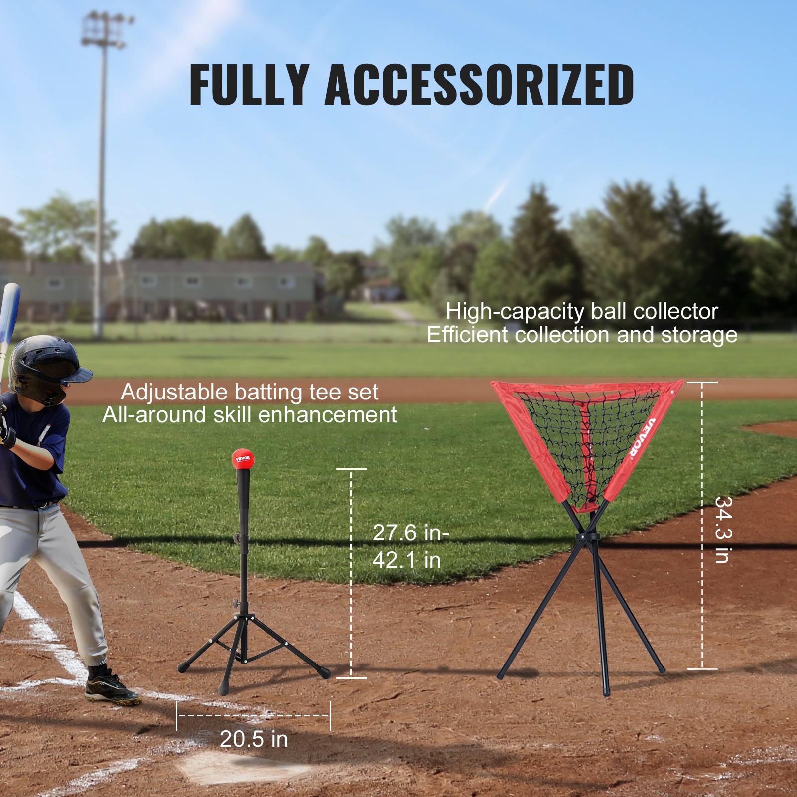 VEVOR 7x7 ft Baseball Softball Practice Net Hitting Batting Multiple Accessories