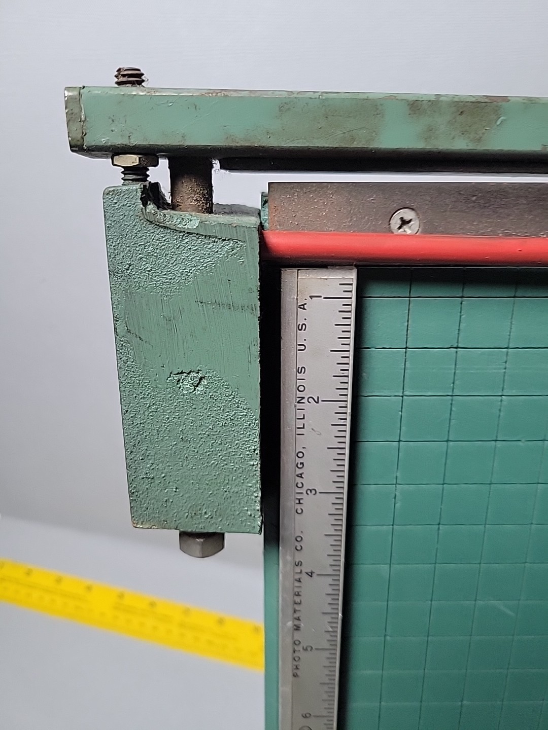 Vintage 13" Premier Brand Guillotine Paper Cutter. Manuf by Photo Materials Co.