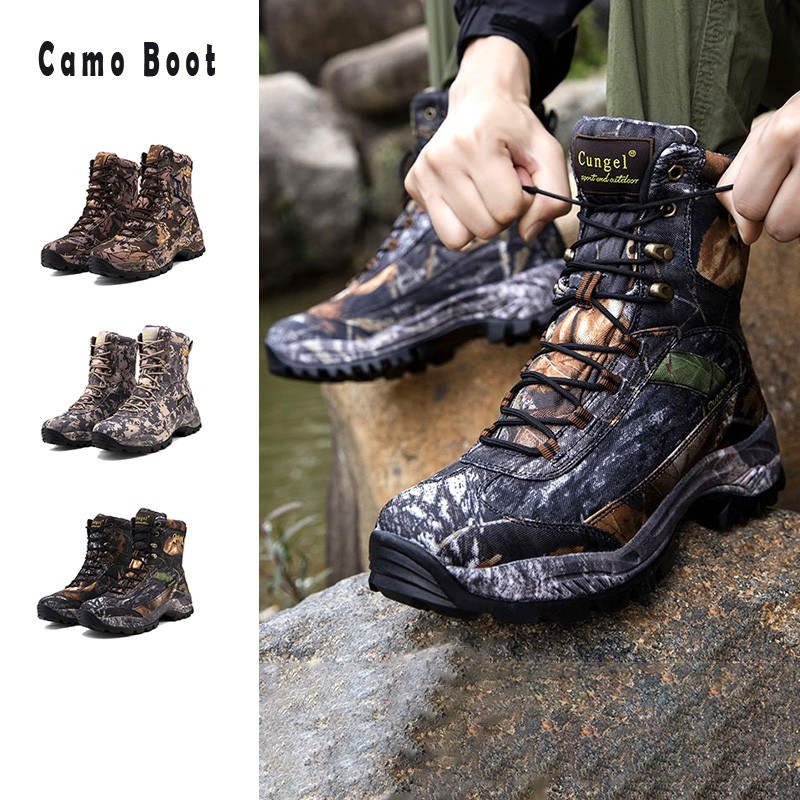 2025 New Men Camo Hunting Shoes Durable Outdoor Shoes High-Cut Fishing Climbing
