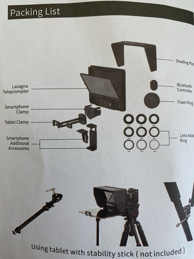 DSLR Smartphone Teleprompter Kit w/ Case Phone Tablet Video Script Reader