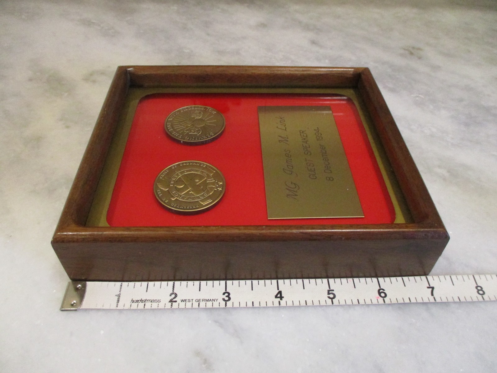 US ARMY-COMMANDER REDSTONE ARSENAL-ORDNANCE CORPS PLAQUE/AWARD/PINS-RET GENERAL