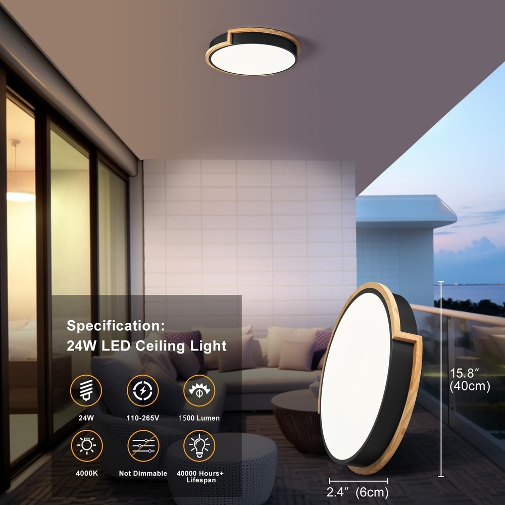 Modern LED Close to Ceiling Light, Round Flush Mount Ceiling Lighting Fixture...